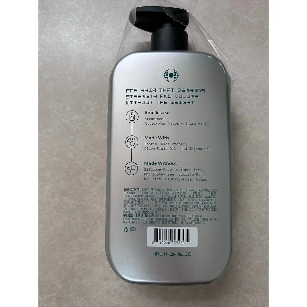 New Hawthorne Thick Boost Hair Conditioner Biotin + Rice Protein Steamroom 16oz